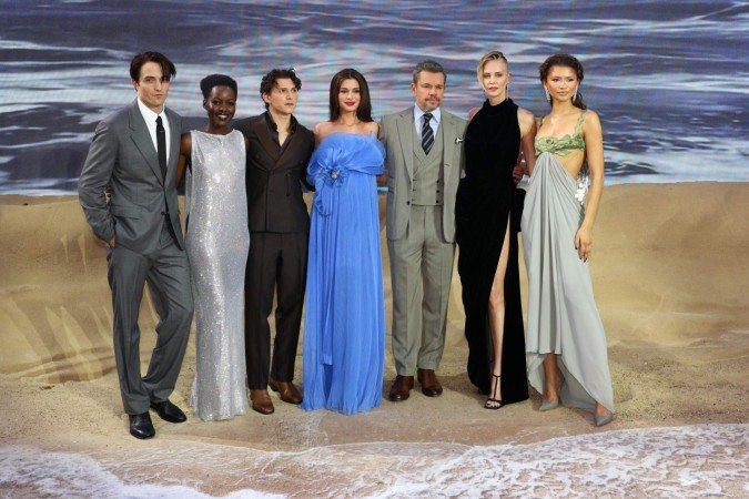 Robert Pattinson, Lupita Nyong'o, Tom Holland, Anne Hathaway, Matt Damon, Charlize Theron e Zendaya divulgam 'A Odisseia', em Londres - (crédito: Tim P. Whitby/Universal Pictures) Robert Pattinson, Lupita Nyong'o, Tom Holland, Anne Hathaway, Matt Damon, Charlize Theron e Zendaya divulgam 'A Odisseia', em Londres - (crédito: Tim P. Whitby/Universal Pictures)