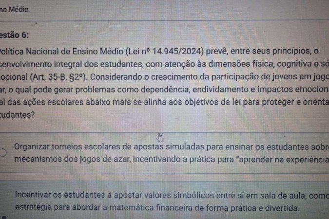 Enunciado da quest&atilde;o