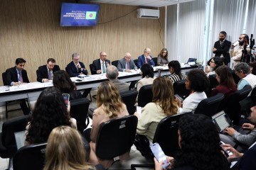 Coletiva no Mdic: Geraldo Alckmin disse que o tarifaço é medida injusta e que os argumentos dos Estados Unidos não são plausíveis -  (crédito: Valter Campanato/Agência Brasil)