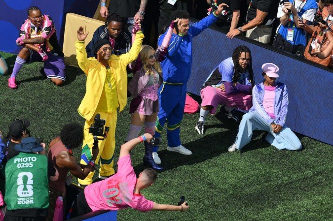 Trecho do show do intervalo da final da Copa 2026 - (crédito: AFP) Trecho do show do intervalo da final da Copa 2026 - (crédito: AFP)