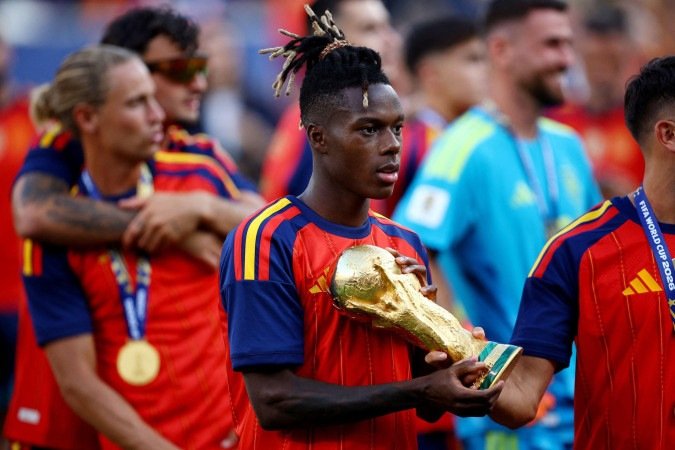 A amizade e alegria de Nico Williams e Lamine Yamal contagiou todo o país - (crédito: Getty Images) A amizade e alegria de Nico Williams e Lamine Yamal contagiou todo o país - (crédito: Getty Images)