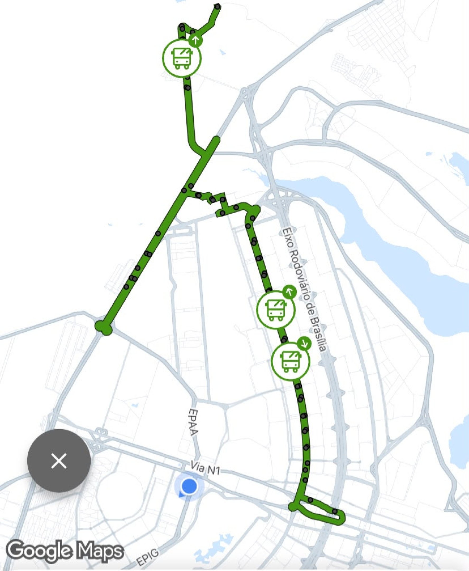 Trajeto da linha de &ocirc;nibus 0.128