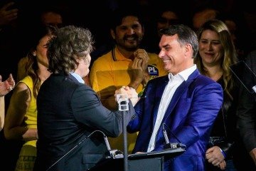  PL realiza neste sabado (25), em Sao Paulo, a convencao que vai oficializar a candidatura de Flavio Bolsonaro a Presidencia da Republica. O evento tera participacao do presidente da Argentina, Javier Milei, e do governador do Estado de Sao Paulo, Tarcisio de Freitas (Republicanos) -  (crédito: ALOISIO MAURICIO/Estadão Conteúdo)