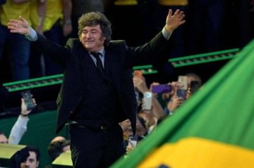 Presidente argentino participou da convenção nacional do PL, e fez críticas ao presidente Lula e ao ministro Alexandre de Moraes -  (crédito: Allison Sales/NurPhoto via Getty Images)