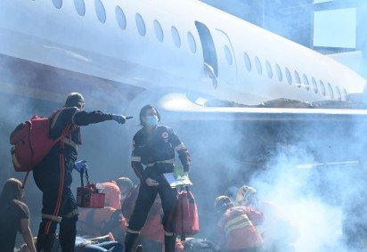 Simula&ccedil;&atilde;o de acidente a&eacute;reo -  (crédito: Carlos Vieira/CB/D.A.Press)