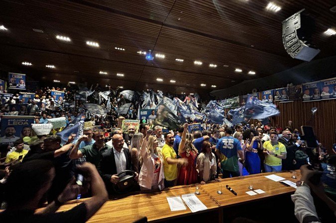 Durante convenção nesta segunda-feira (3/8), partido oficializou nominata para as eleições de 2026 - (crédito: Paulo Gontijo / CB PRESS) Durante convenção nesta segunda-feira (3/8), partido oficializou nominata para as eleições de 2026 - (crédito: Paulo Gontijo / CB PRESS)