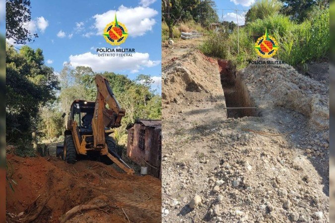 A intervenção no terreno vinha sendo executada em total desacordo com a legislação ambiental - (crédito: Divulgação/PMDF) A intervenção no terreno vinha sendo executada em total desacordo com a legislação ambiental - (crédito: Divulgação/PMDF)