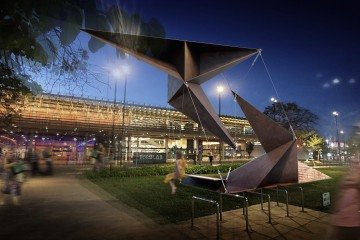 ‘A queda de Atlas’ será instalada em frente ao SESI Lab ainda em agosto - (crédito: Divulgação) ‘A queda de Atlas’ será instalada em frente ao SESI Lab ainda em agosto - (crédito: Divulgação)