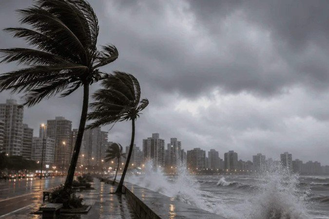 Santos registrou ventania de 109 km/h logo cedo. Houve rajadas violentas até mesmo no interior paulista - (crédito: Divulgação/Defesa Civil de São Paulo) Santos registrou ventania de 109 km/h logo cedo. Houve rajadas violentas até mesmo no interior paulista - (crédito: Divulgação/Defesa Civil de São Paulo)