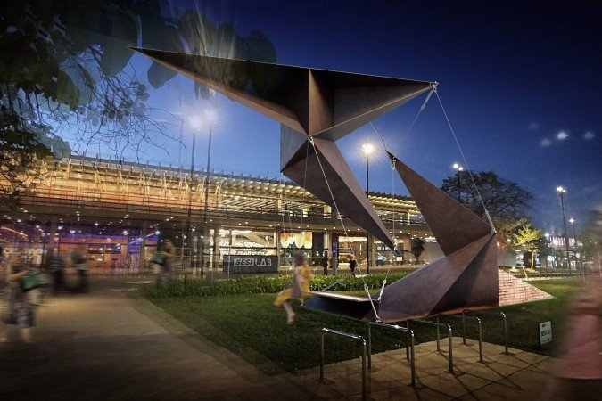 ‘A queda de Atlas’ será instalada em frente ao SESI Lab ainda em agosto - (crédito: Divulgação) ‘A queda de Atlas’ será instalada em frente ao SESI Lab ainda em agosto - (crédito: Divulgação)