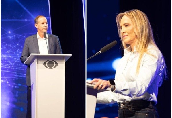 Eleições 2026: Celina Leão e Ricardo Cappelli durante debate na TV Band -  (crédito: Mariana Campos/CB/D.A Press)