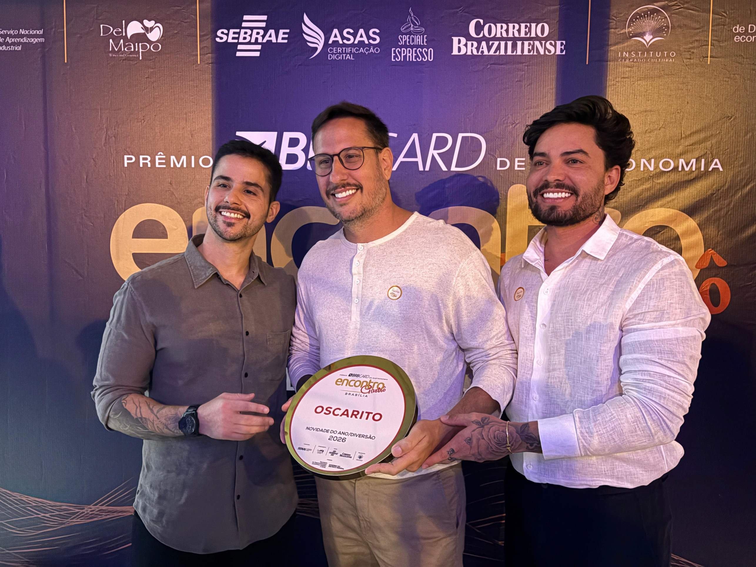 Victor Tom&eacute;, Victor Braga e Daniel Futuro, s&oacute;cios do Oscarito
