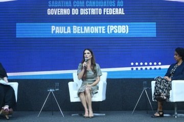 Paula Belmonte durante a sabatina do Correio nesta ter&ccedil;a-feira (12/8) -  (crédito: Ed. Alves/CB/D.A.Press)