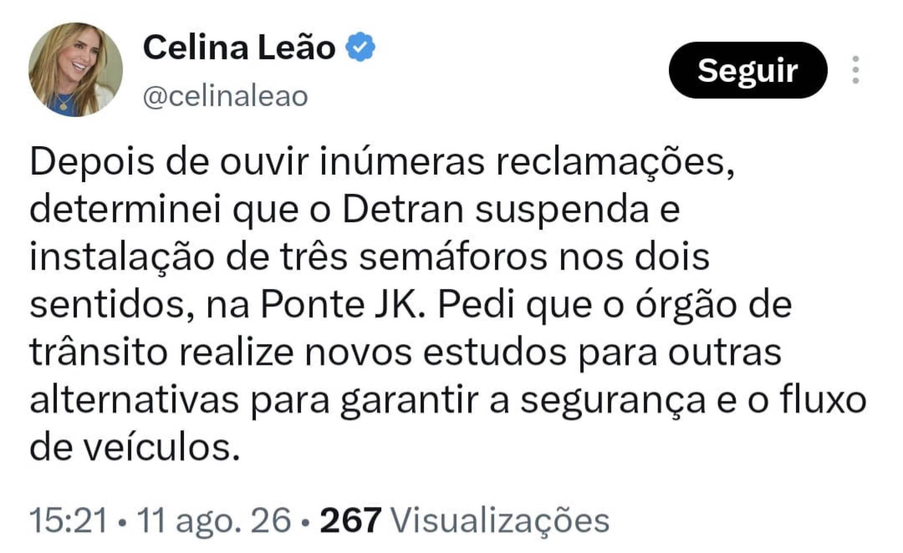 Decalra&ccedil;&atilde;o foi feita em post nas redes socias