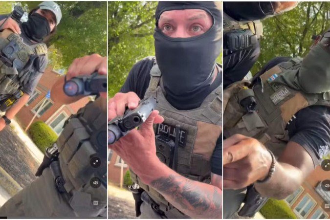 Agente do ICE aponta arma e intimida mulher nos EUA