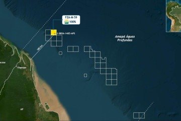 mapa da localização da nova descoberta da Petrobras na Foz do Amazonas - (crédito: reprodução/petrobras) mapa da localização da nova descoberta da Petrobras na Foz do Amazonas - (crédito: reprodução/petrobras)