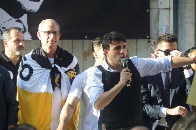 Renan Santos (Miss&atilde;o) no primeiro ato de campanha &agrave; Presid&ecirc;ncia em S&atilde;o Paulo