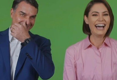 Flávio e Michelle brincam em gravação de vídeo de campanha -  (crédito: Instagram pessoal)
