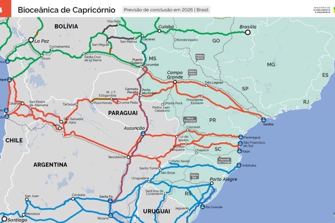 Rota Bioceânica de Capricórnio - (crédito: Divulgação/Governo Federal) Rota Bioceânica de Capricórnio - (crédito: Divulgação/Governo Federal)