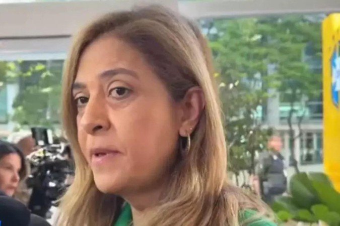 Reação de Leila Pereira ao ver escudo do Vasco viraliza; vídeo - (crédito: Reprodução/Jogada 10) Reação de Leila Pereira ao ver escudo do Vasco viraliza; vídeo - (crédito: Reprodução/Jogada 10)