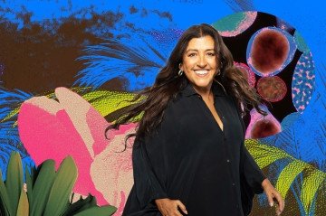 Para acompanhar a dramaturgia, Regina ganhou uma linha do tempo de bilhões de anos idealizada por Daniela -  (crédito: Carlos Airó Nascimento )