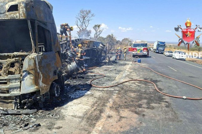 As causas do incêndio são desconhecidas - (crédito: Divulgação/ CBMDF) As causas do incêndio são desconhecidas - (crédito: Divulgação/ CBMDF)