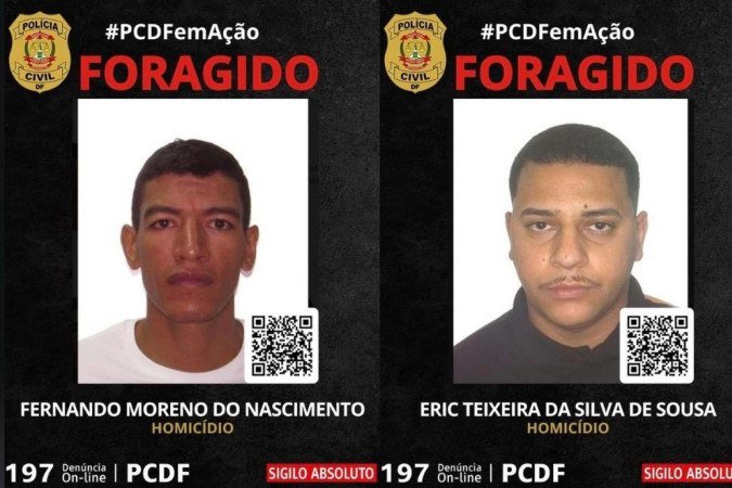 PCDF divulga imagens de foragidos envolvidos em homicídio - (crédito: PCDF/Divulgação) PCDF divulga imagens de foragidos envolvidos em homicídio - (crédito: PCDF/Divulgação)