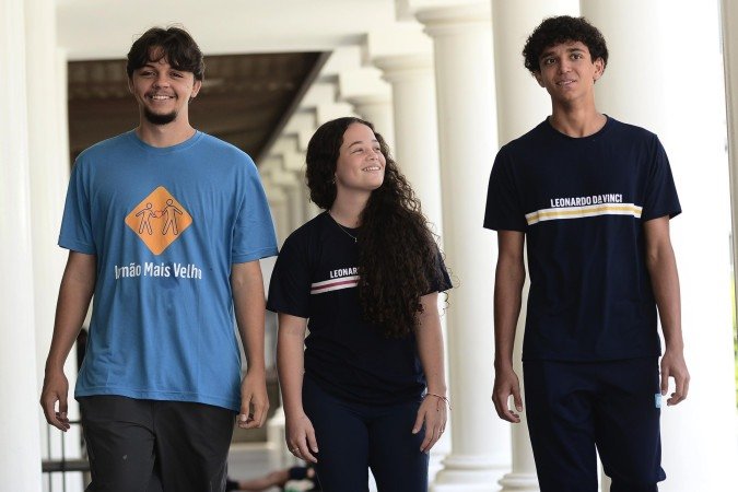 Thomaz Marra, Valentina Alves e Caetano Rosinha participam do Programa Irm&atilde;o mais Velho -  (crédito: Minervino J&uacute;nior/CB/D.A.Press)