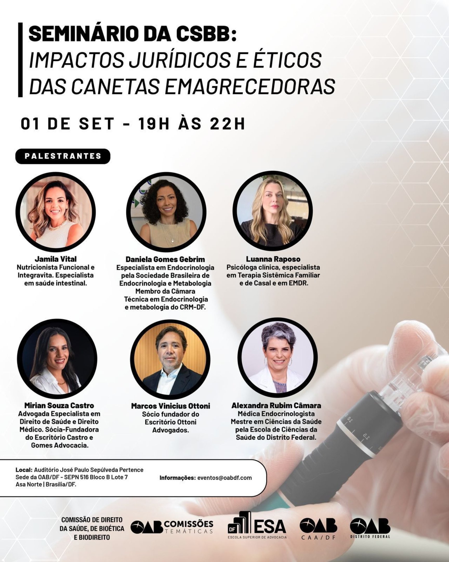 Evento da OAB faz um debate multidisciplinar sobre o uso de canetas emagrecedoras