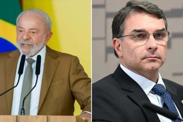 No primeiro turno, Lula tem 38% das inten&ccedil;&otilde;es de voto; Fl&aacute;vio Bolsonaro (PL) aparece com 30% -  (crédito: Ricardo Stuckert / PR e  Andressa Anholete/Ag&ecirc;ncia Senado)
