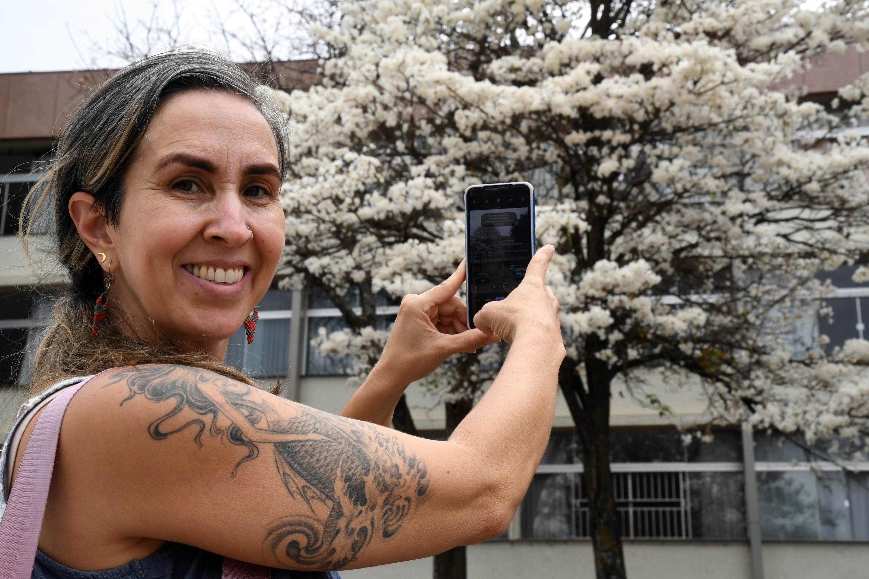 Ana Paula Domingues viu, pela primeira vez, um ip&ecirc;-branco perto de casa