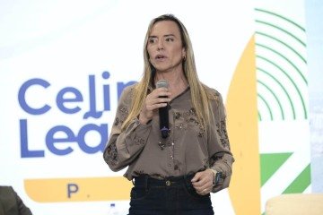 A candidata Celina Le&atilde;o (PP) no evento do setor produtivo -  (crédito: Minervino Junior/ CB)