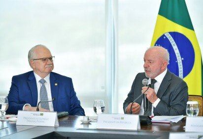 Presidentes do STF, Edson Fachin, e da República, Luiz Inácio Lula da Silva -  (crédito: Pedro França/CNJ)