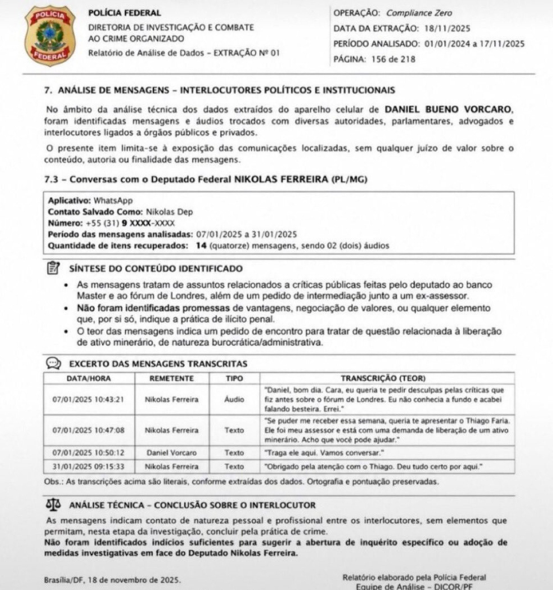 O documento falso reproduz erros de portugu&ecirc;s, como "contato salvado", e pula a sequ&ecirc;ncia l&oacute;gica do item 7 para o 7.3