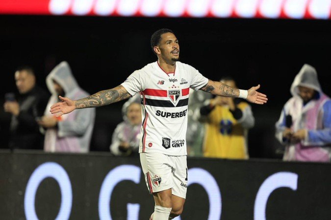Luciano comemora o primeiro gol da partida - (crédito: Paulo Pinto/SPFC) Luciano comemora o primeiro gol da partida - (crédito: Paulo Pinto/SPFC)