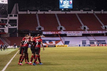 Única vitória rubro-negra em Quito ocorreu na Libertadores de 2021  -  (crédito: Alexandre Vidal / Flamengo)