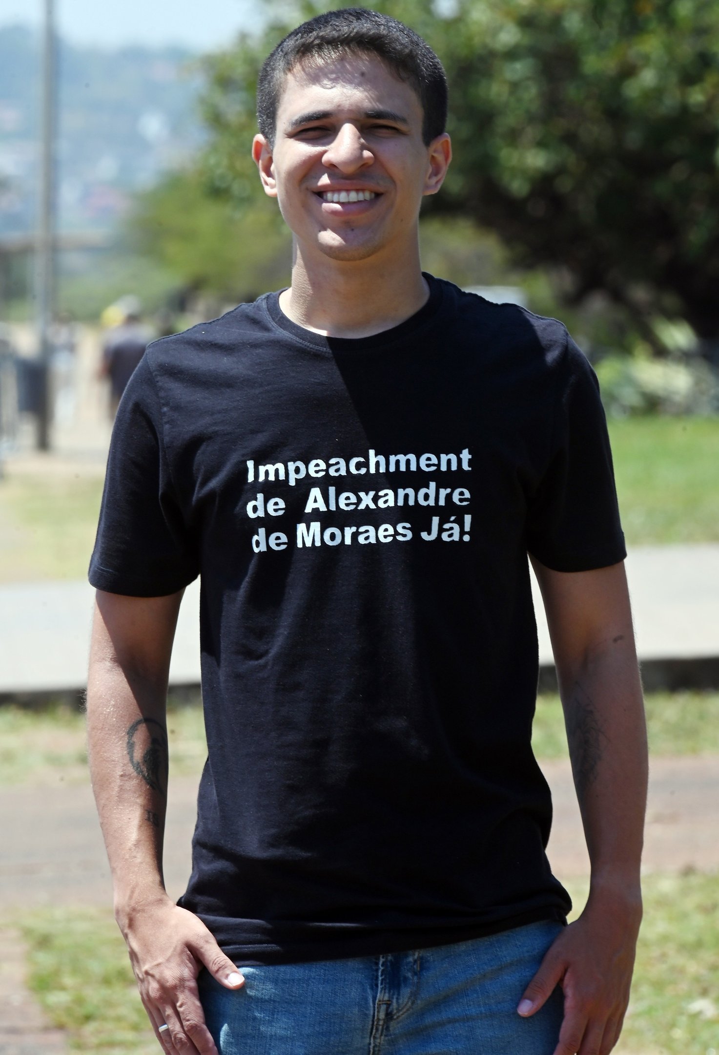  15/09/2026. Ed Alves/CB/D.A Press. Politica. Policia Militar PMDF no STF, sessão que vai decidir se Ministro Alexandre Moraes será investigado. Na foto, Victor Jansen - Candidato a deputado Distrital pelo PL /DF