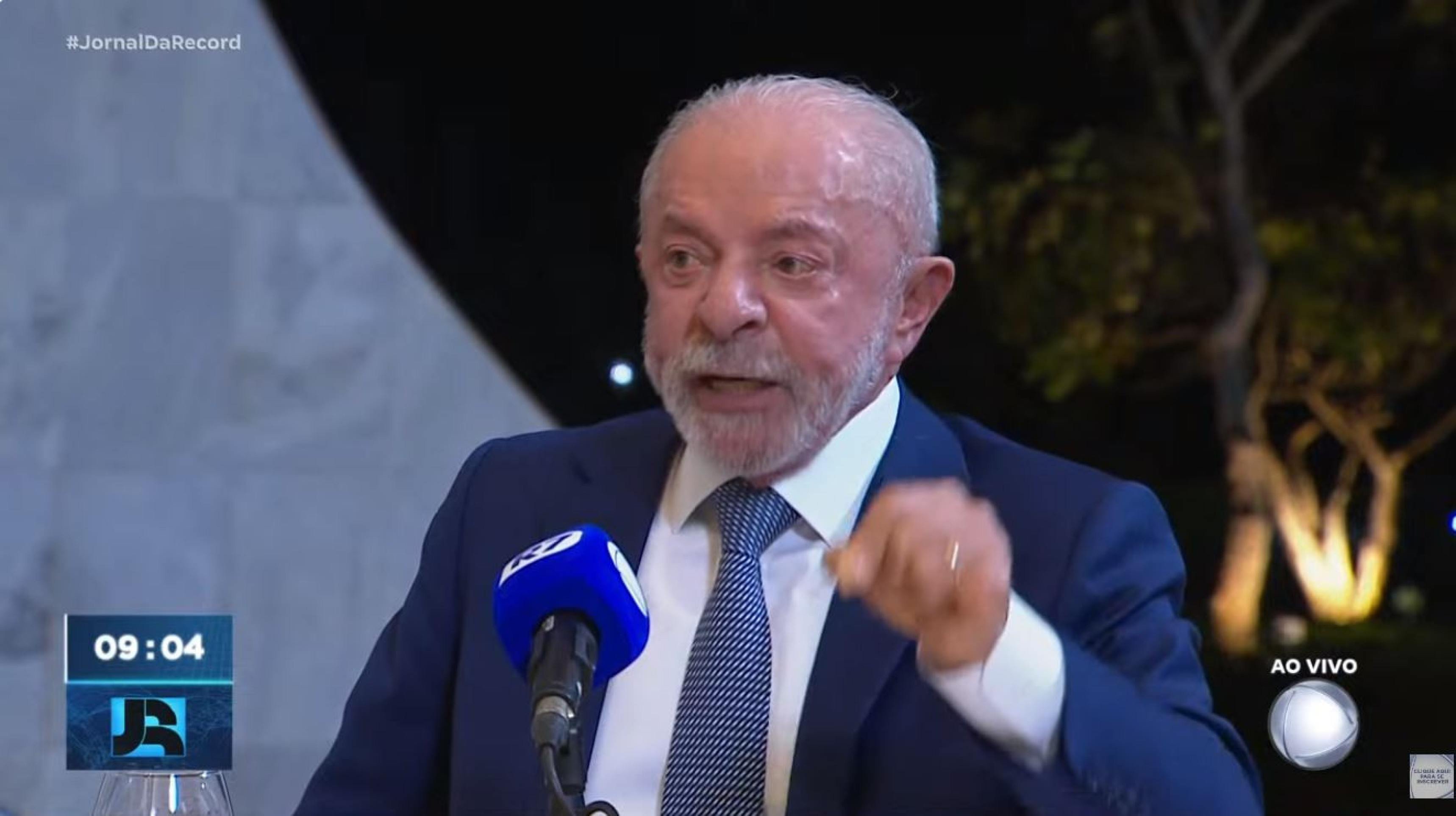 Luís Inácio Lula da Silva em sabatina no Jornal da Record  -  (crédito: Reprodução da TV)