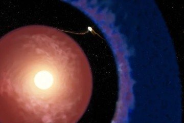 Ilustra&ccedil;&atilde;o art&iacute;stica representando Elias 2-24 b, o exoplaneta mais jovem detectado at&eacute; o momento, ainda em forma&ccedil;&atilde;o dentro do disco de g&aacute;s e poeira que circunda sua jovem estrela hospedeira -  (crédito: Observat&oacute;rio WM Keck/Adam Makarenko
)