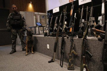 Apreensão de armas em operação policial no Rio. Para 70% dos entrevistados na pesquisa, criminalidade avançou muito nos últimos dois anos - (crédito: Fernando Frazão/Agência Brasil) Apreensão de armas em operação policial no Rio. Para 70% dos entrevistados na pesquisa, criminalidade avançou muito nos últimos dois anos - (crédito: Fernando Frazão/Agência Brasil)