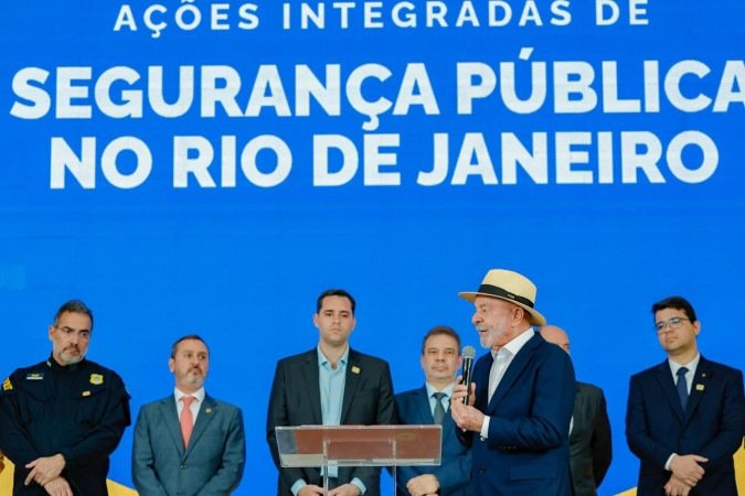 Presidente da República, Luiz Inácio Lula da Silva, durante apresentação das forças de segurança que atuam no estado do Rio de Janeiro - (crédito: Foto: Ricardo Stuckert.) Presidente da República, Luiz Inácio Lula da Silva, durante apresentação das forças de segurança que atuam no estado do Rio de Janeiro - (crédito: Foto: Ricardo Stuckert.)