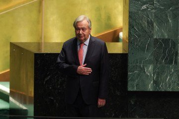 António Guterres encerra seu mandato à frente da ONU em dezembro -  (crédito: Timothy A. Clary/AFP)