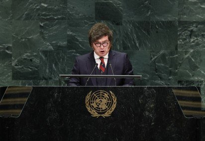 Milei diz que ONU é 'organização inútil' que alimenta 'casta de parasitas'
       -  (crédito: AFP) -Milei diz que ONU é 'organização inútil' que alimenta 'casta de parasitas'
       -  (crédito: AFP)