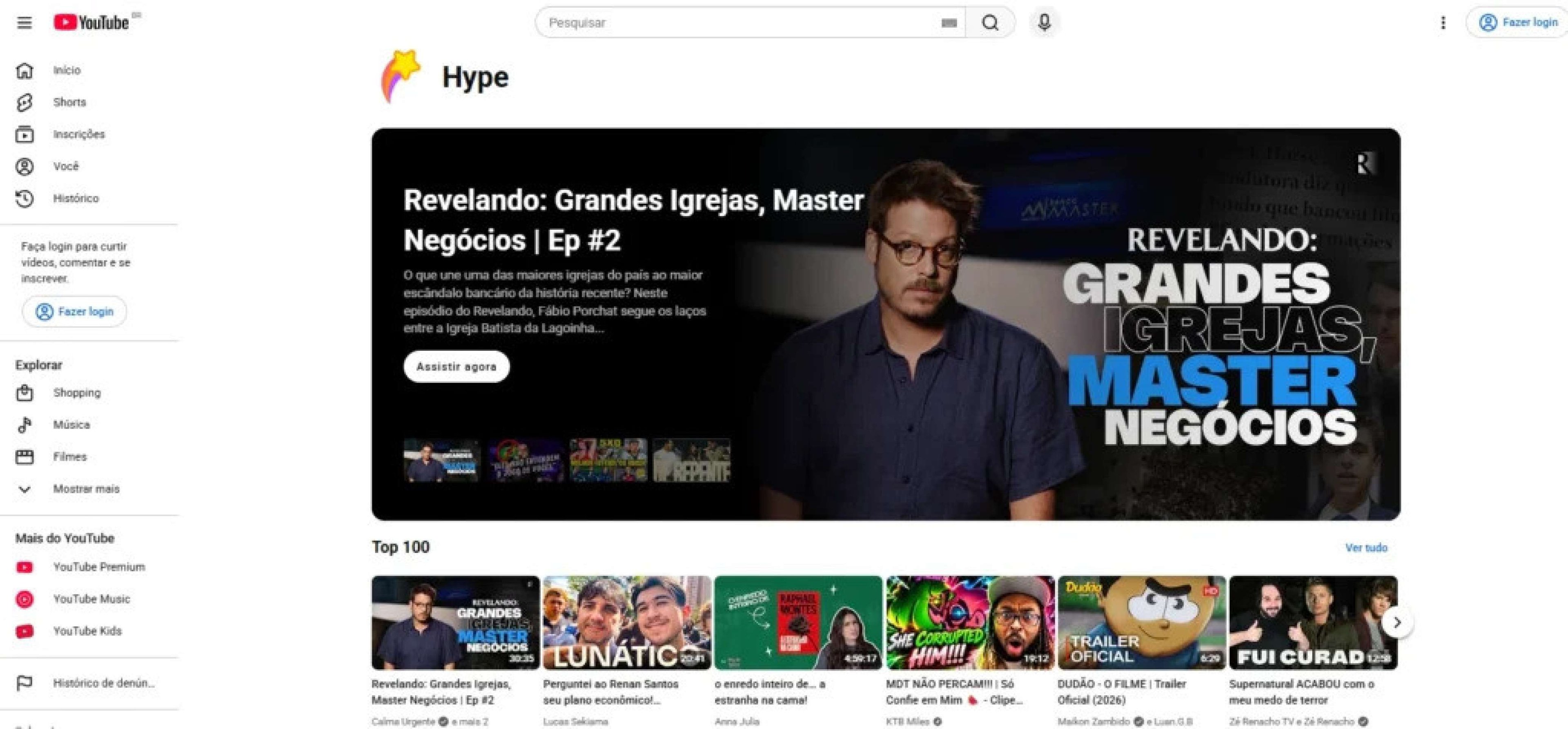Segundo epis&oacute;dio da s&eacute;rie Revelando alcan&ccedil;ou o topo do Hype no YouTube ao detalhar as apura&ccedil;&otilde;es da Pol&iacute;cia Federal sobre o Banco Master