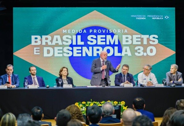 O presidente Lula durante o anúncio -  (crédito:  Foto: Ricardo Stuckert.)