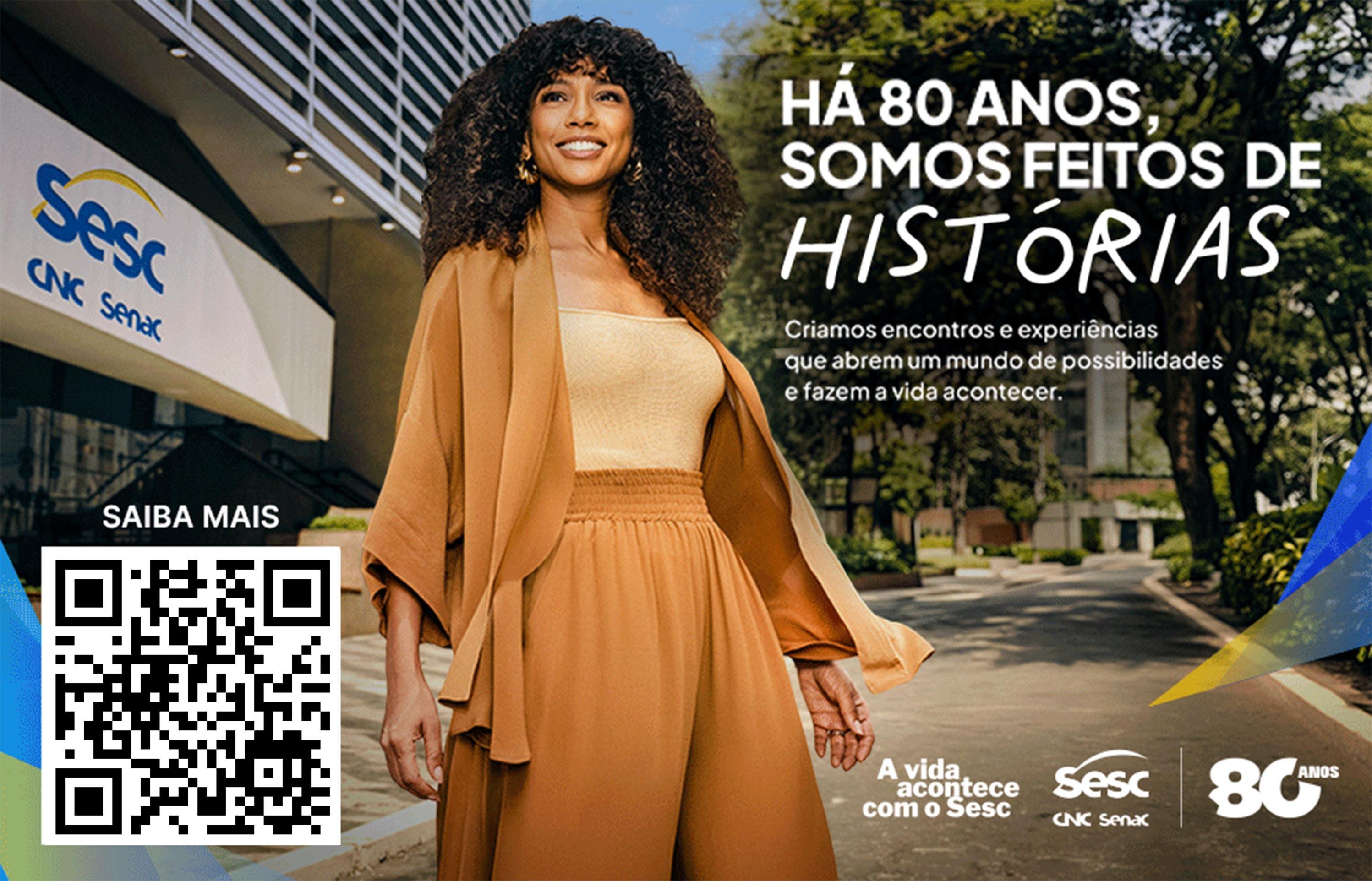 A atriz Ta&iacute;s Ara&uacute;jo estrela campanha comemorativa dos 80 anos do Sesc