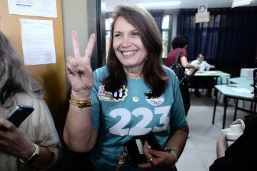 Bia Kicis após realizar seu voto - (crédito: Minervino Júnior/C.B/D.A Press) Bia Kicis após realizar seu voto - (crédito: Minervino Júnior/C.B/D.A Press)
