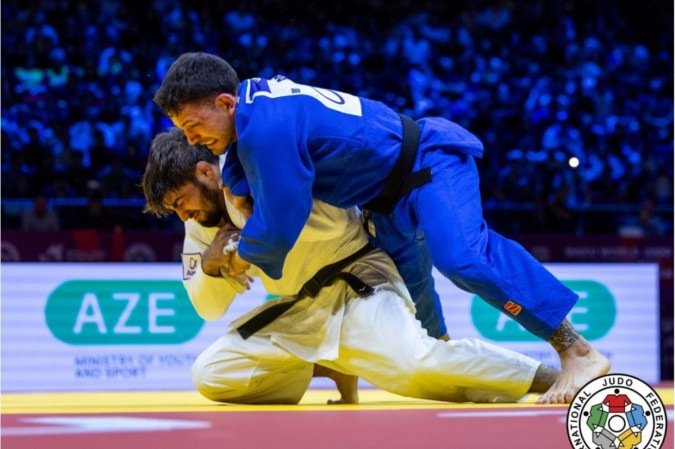 Diego Cagnin chegou a disputar a medalha de bronze na manhã desta terça-feira, mas perdeu a chance de subir ao pódio - (crédito: Divulgação/Gabriela Sabau/IJF) Diego Cagnin chegou a disputar a medalha de bronze na manhã desta terça-feira, mas perdeu a chance de subir ao pódio - (crédito: Divulgação/Gabriela Sabau/IJF)