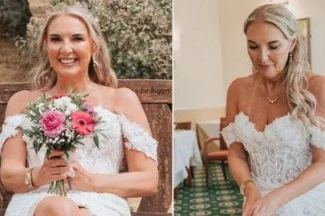 Amanda Barnes celebra casamento consigo mesma após diagnóstico de câncer de mama incurável. - (crédito: Arquivo pessoal) Amanda Barnes celebra casamento consigo mesma após diagnóstico de câncer de mama incurável. - (crédito: Arquivo pessoal)