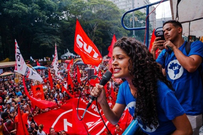 Presidente da UNE, Bianca Borges, em S&atilde;o Paulo 